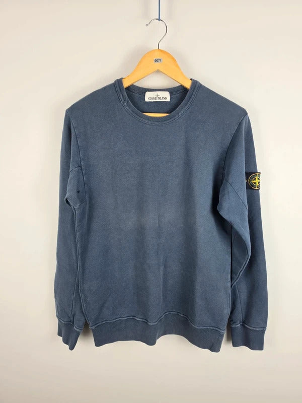 Stone Island Slate Blue Garment Dyed Crewneck Sweatshirt Size Small