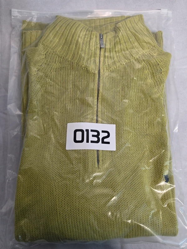 Burberry London Half Zip Cotton Lime Green Knit Pullover Size 5