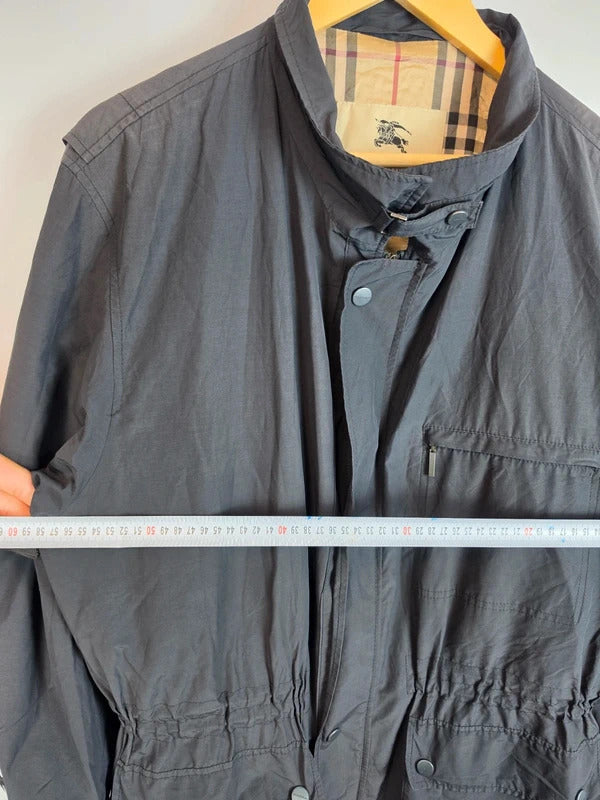 Burberry London Charcoal Black Field Jacket Coat Nova Check - Men's 54