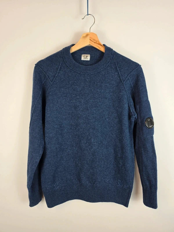 CP Company Vintage Lens Wool Knit Jumper Navy Blue Size 48