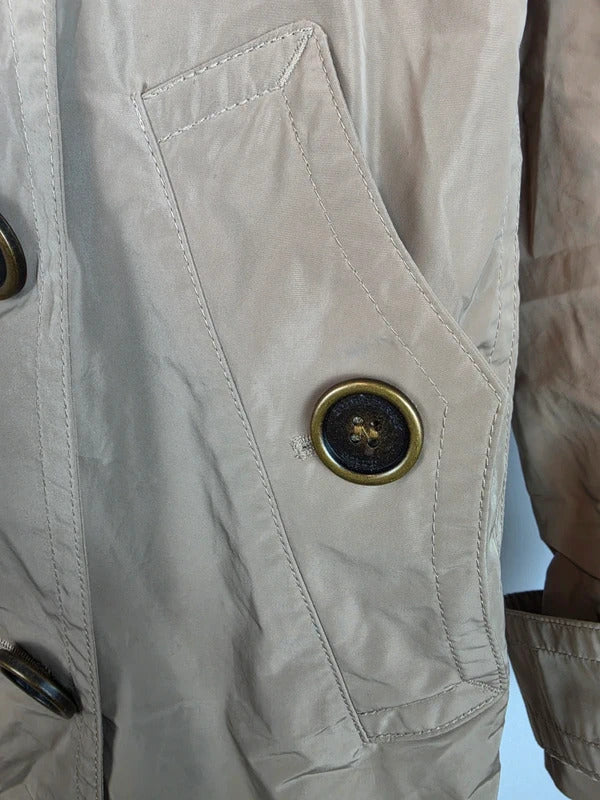 Burberry Brit Beige Hooded Trench Coat Nova Check Lining - UK 8