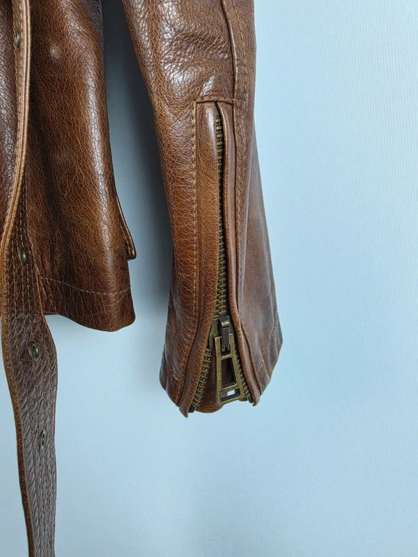 Belstaff Triumph 2.0 Brown Leather Biker Jacket – IT 38 / UK 6