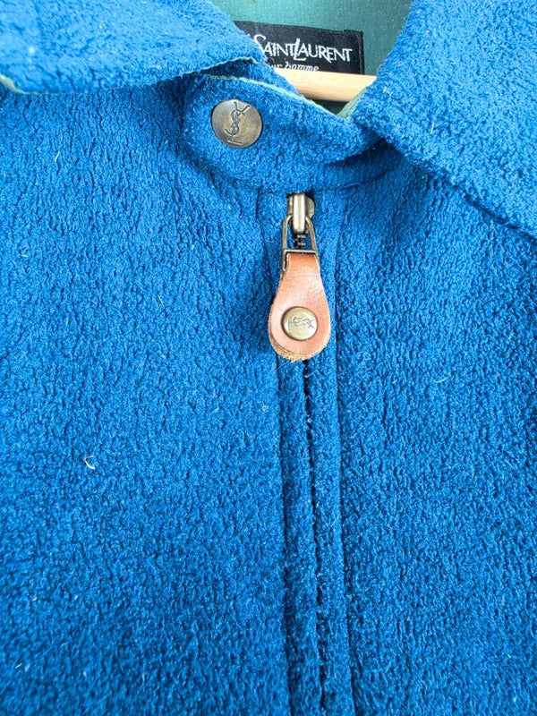 Yves Saint Laurent Pour Homme Navy Wool Blend Fleece Jacket – Size M