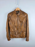Belstaff Naima Gold Label Brown Leather Racer Jacket – IT 40 / UK 8