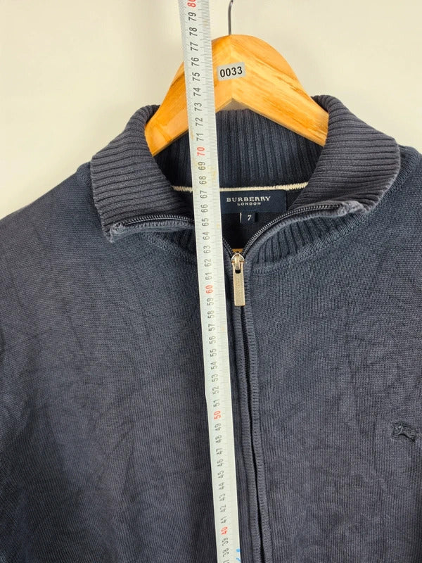 Burberry London Navy Full Zip Knit Cardigan – Size 7 / L