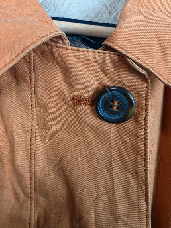 Burberry London Vintage Trench Coat Jacket Ochre Orange Mustard Size 42 XL
