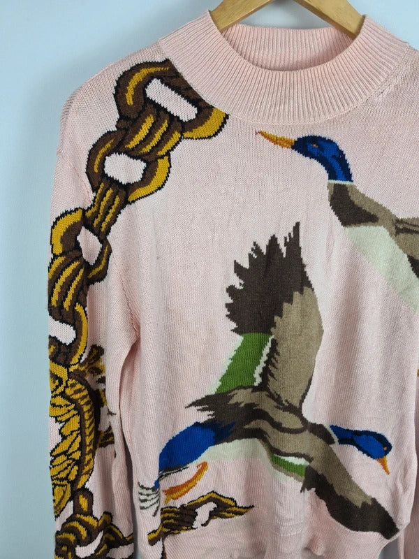 Burberry Pale Pink Mallard Duck Chain Knit Jumper – Size S
