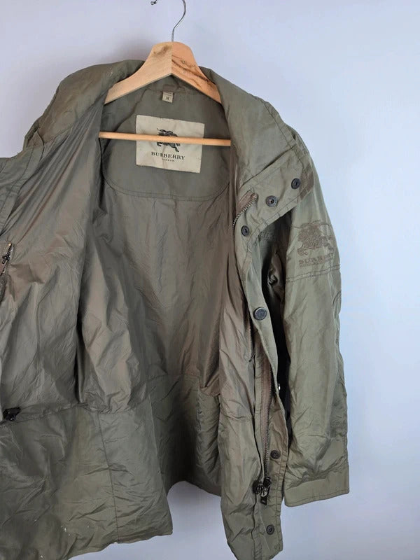 Burberry London Embroidered Prorsum Knight Field Jacket Olive Green - Size M