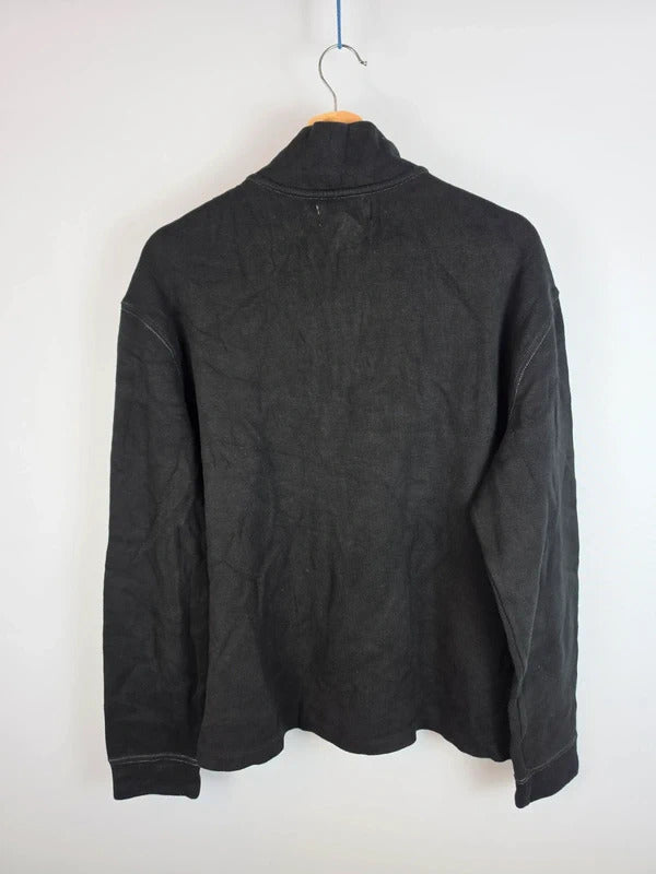 Polo Ralph Lauren Black Quarter Zip Jumper Red Logo - Large