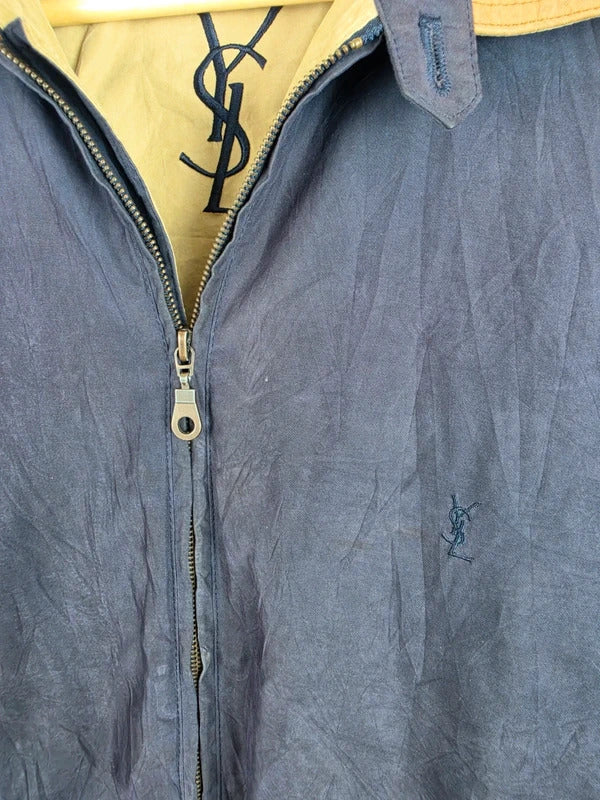 Vintage YSL Pour Homme Navy Harrington Jacket – Size L