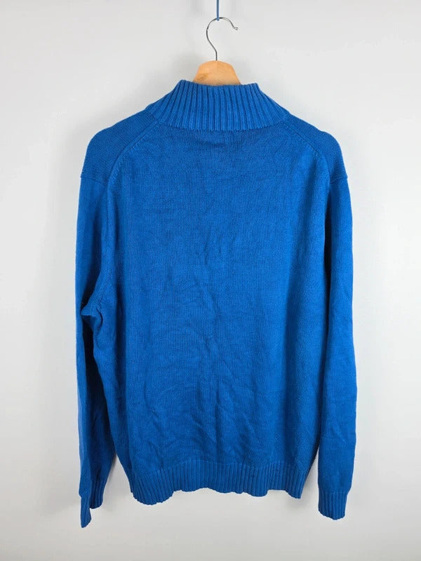 Polo Ralph Lauren Blue Knit Quarter-Zip Jumper – Size L