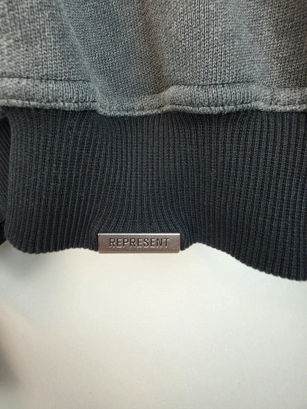 Represent Oversized Clo Varsity Letter Patch Wash Sweatshirt Black Grey M