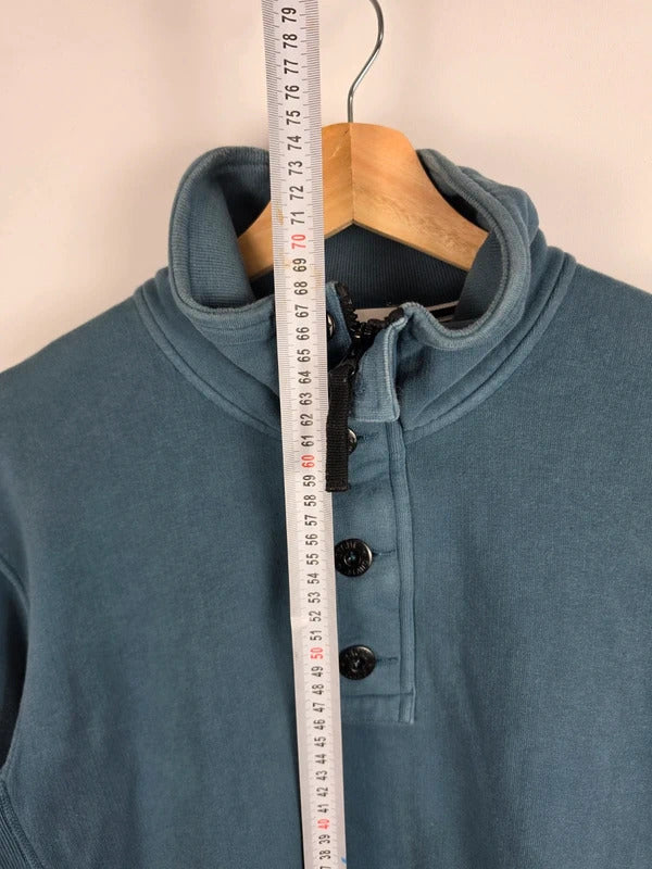 Stone Island Slate Blue Button-Zip Funnel Neck Jumper – Size L