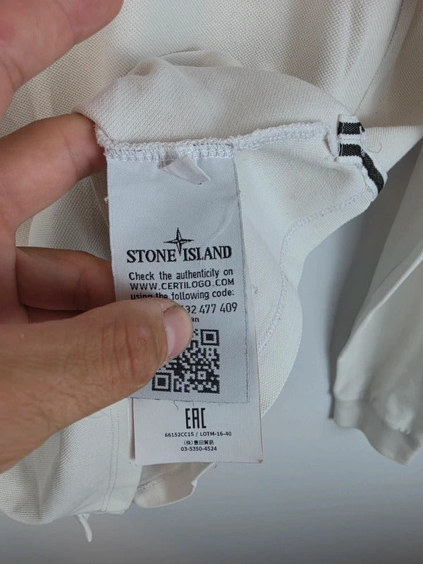 Stone Island Long Sleeve Polo Shirt Off White - Size S ART 66152CC15