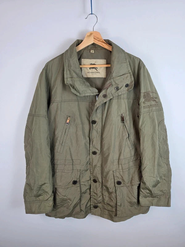 Burberry London Embroidered Prorsum Knight Field Jacket Olive Green - Size M