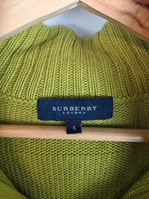 Burberry London Half Zip Cotton Lime Green Knit Pullover Size 5