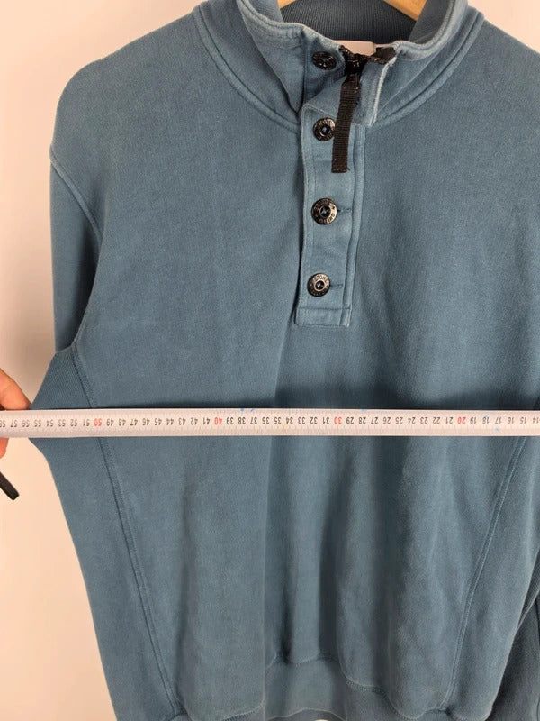 Stone Island Slate Blue Button-Zip Funnel Neck Jumper – Size L