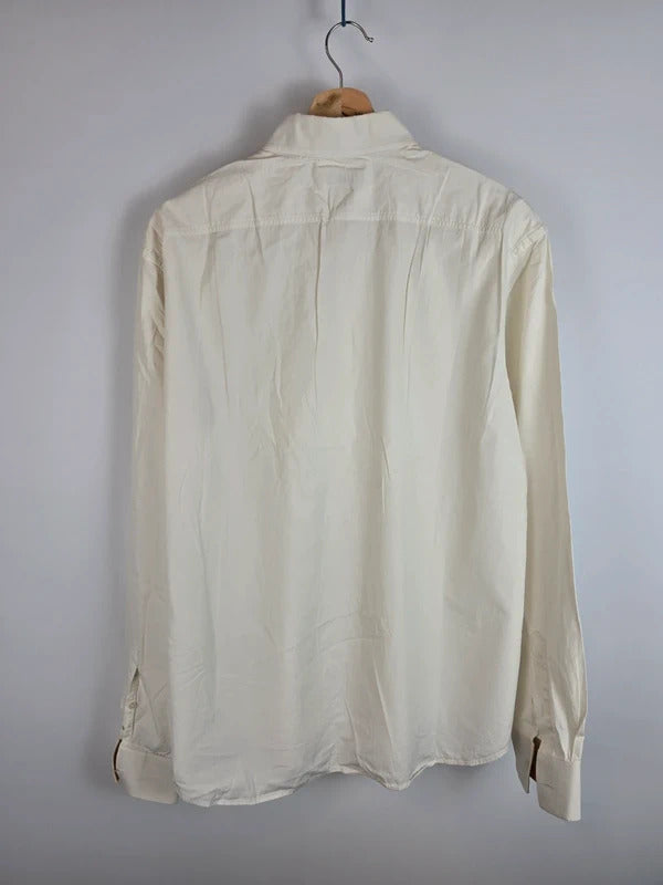 Burberry Brit Off-White Long Sleeve Shirt Nova Check Trim Cuffs - XL
