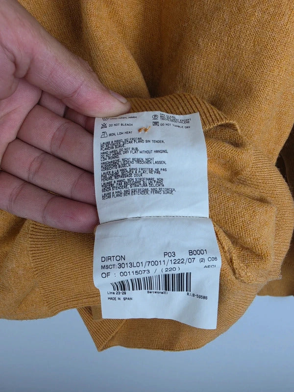 Burberry Mustard Merino Wool Polo Collar Knit Jumper – Size 7 (L)