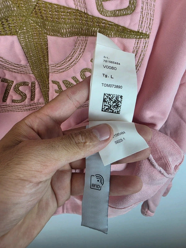 Stone Island Embroidered Compass Logo Sweatshirt Pink - Size L