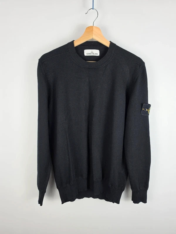 Stone Island Black Wool Blend Crew Neck Knit Jumper – Size XL