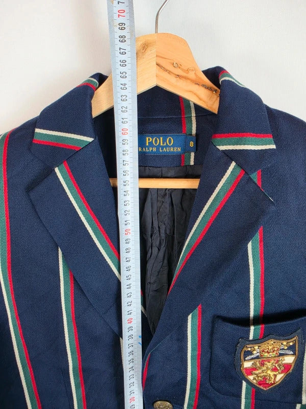 Polo Ralph Lauren Regatta Stripe Crest Wool Blend Blazer - Size 8