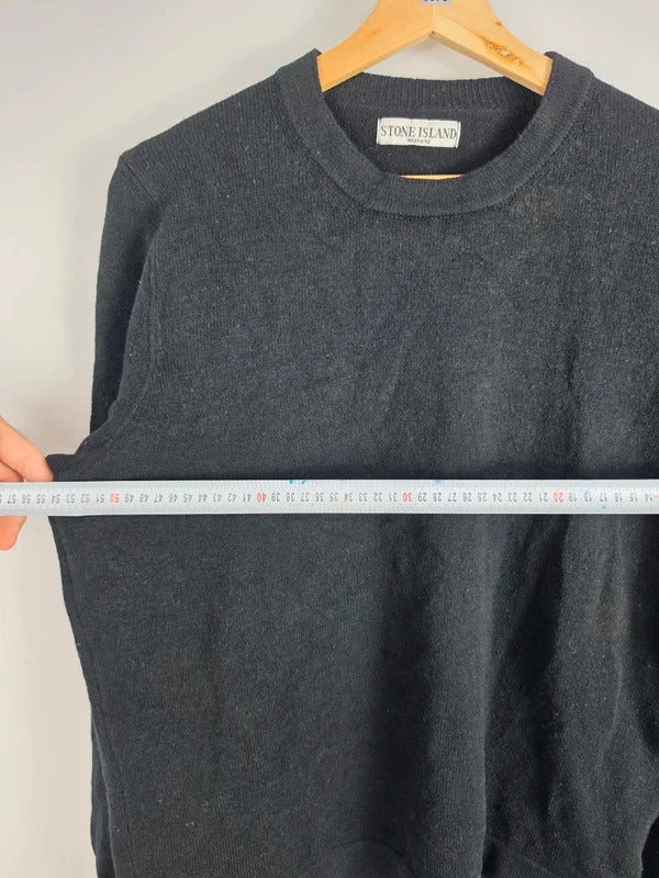 Stone Island Vintage AW07 Wool Crewneck Sweater Black Mens Size L