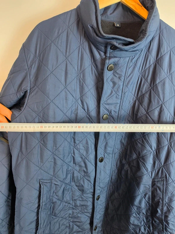 Vintage Burberry Quilted Jacket Men's Navy Fleece Lined Coat - Size M