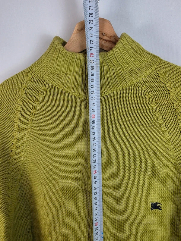Burberry London Half Zip Cotton Lime Green Knit Pullover Size 5
