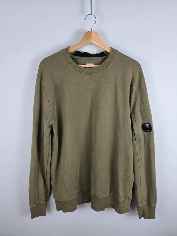 C.P. Company Khaki Lens Sleeve Crew Neck Sweatshirt – Size L