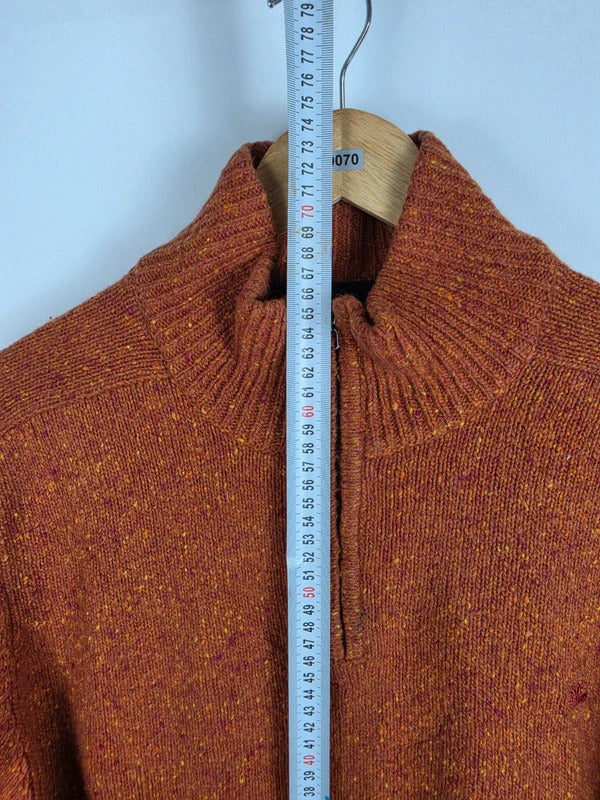 Burberry London Wool Blend Quarter-Zip Sweater Rust – Size 7 ( L )