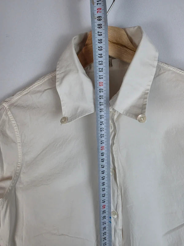 Burberry White Long Sleeve Embroidered Cuffs Shirt UK10