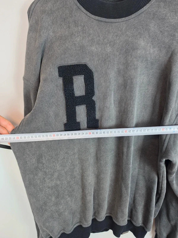 Represent Oversized Clo Varsity Letter Patch Wash Sweatshirt Black Grey M