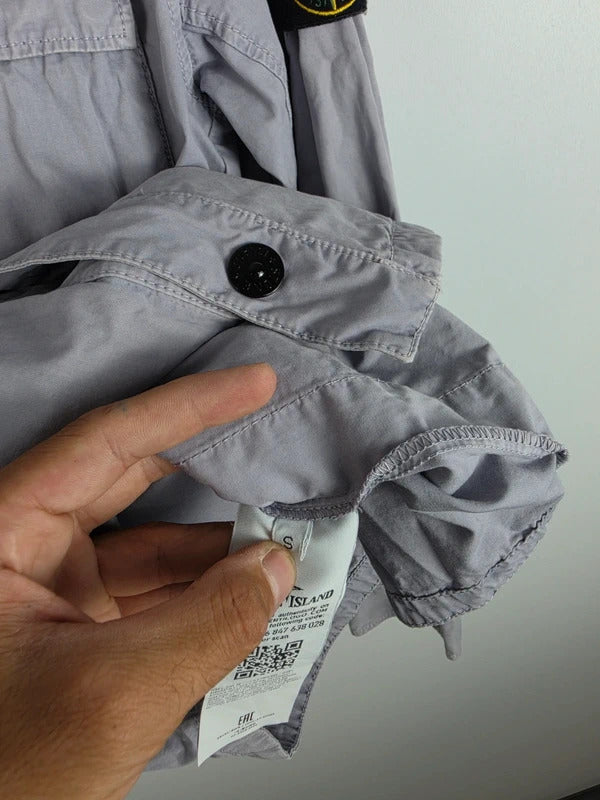 Stone Island SS18 Old Effect Hooded Canvas Overshirt, Grey – Size S