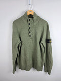 Stone Island Khaki Green Quarter-Button Knit Jumper – Size XL