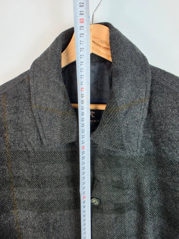 Burberry London Vintage Wool Jacket Grey Shadow Nova Check Size 8 - Large