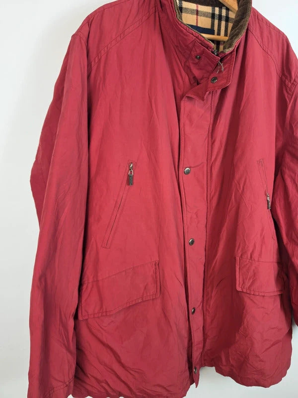 Vintage Burberry London Nova Check Lined Field Jacket Red Size XL