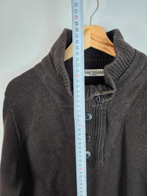 Vintage Stone Island AW 2007 Paul Harvey Quarter Zip Wool Jumper Brown XL
