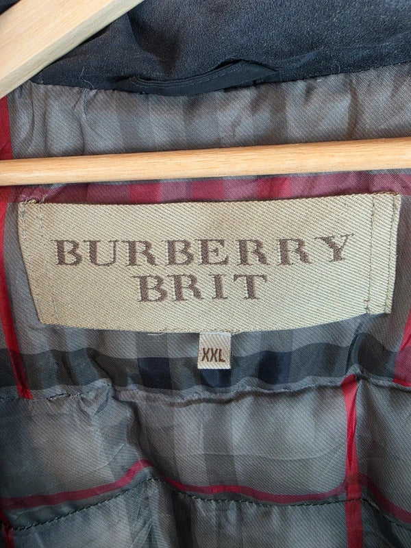 Burberry Brit Down Puffer Jacket Dark Forest Green Nova Check Lined Mens XXL