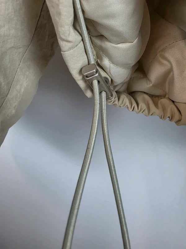 Represent Oversized Padded Nylon Anorak Hoodie Jacket Cream Beige L