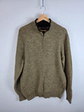 Pendleton Washable Shetland Wool Half Zip Knit Jumper - Large