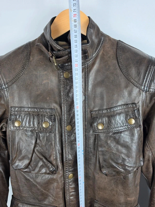 Belstaff Panther 1966 Dark Brown Leather Field Jacket – IT 40 / UK 8
