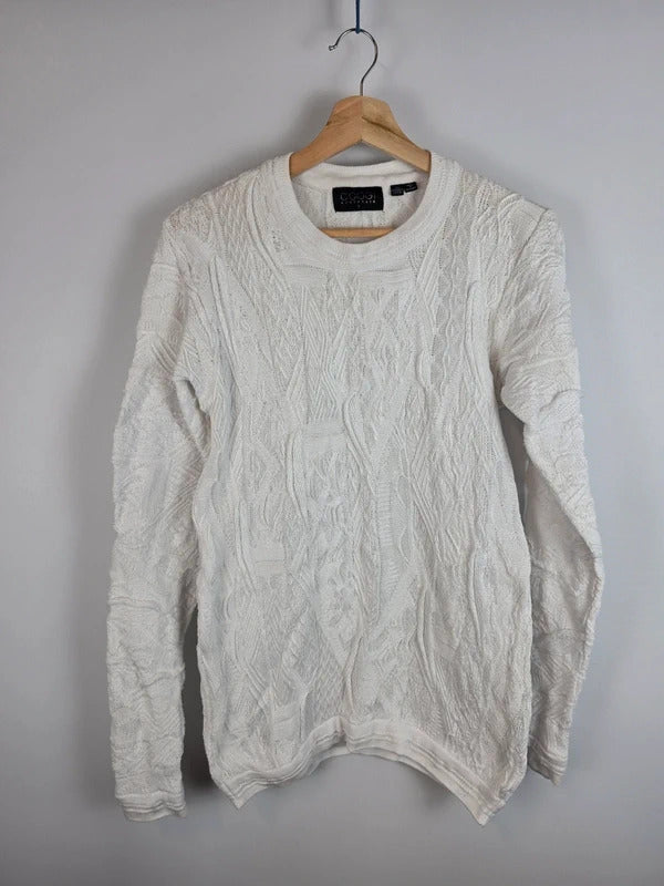 Vintage Coogi Australia Textured 3D Knit Jumper White - Size S