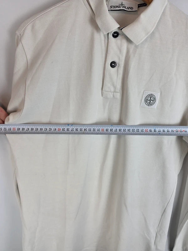 Stone Island Long Sleeve Polo Shirt Off White - Size S ART 66152CC15