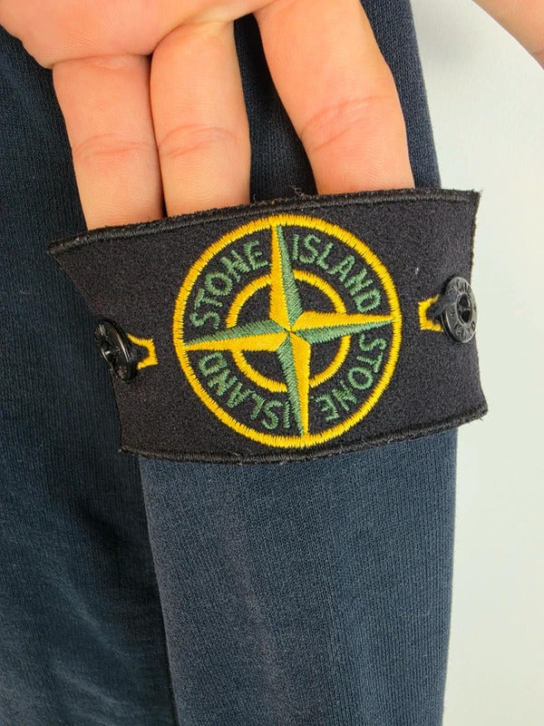 Stone Island Compass Patch Crew Neck Jumper Navy Blue Size M
