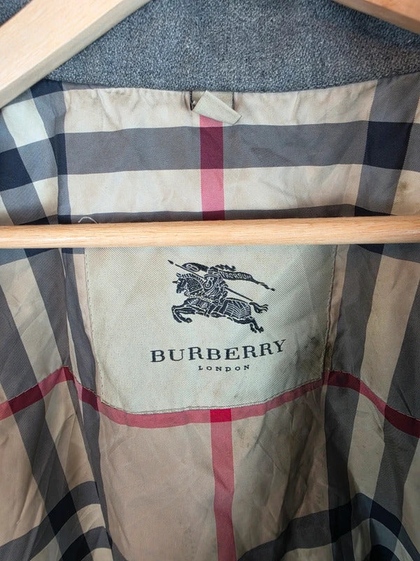 Vintage Burberry London Field Jacket Nova Check Lined Utility Coat Black Size L