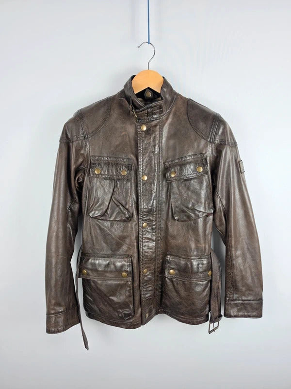Belstaff Panther 1966 Dark Brown Leather Field Jacket – IT 40 / UK 8