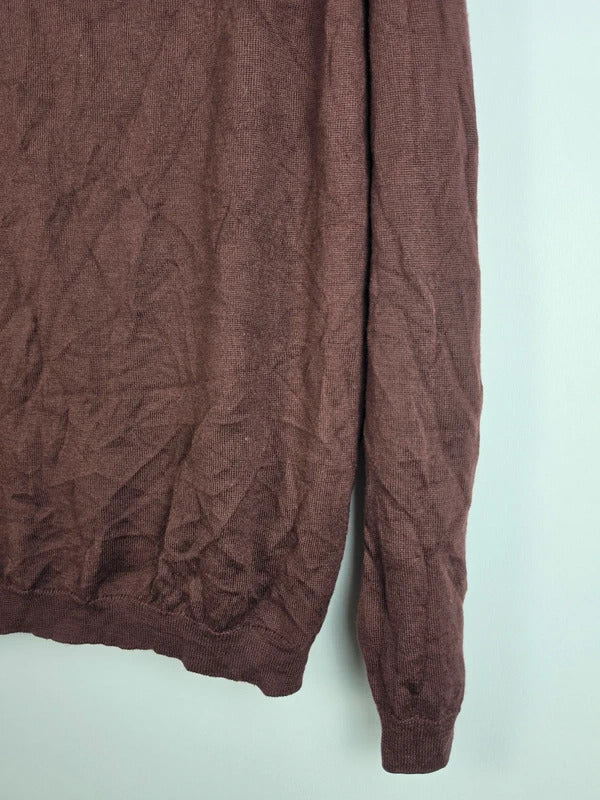 Burberry London Brown Merino Wool Quarter-Zip Jumper – Size 6 (fits L)