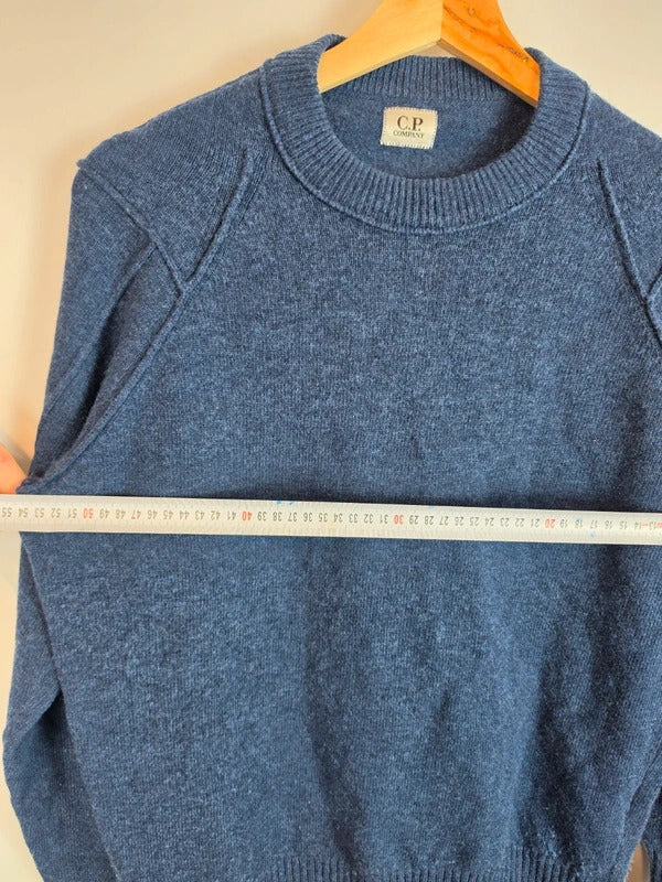 CP Company Vintage Lens Wool Knit Jumper Navy Blue Size 48