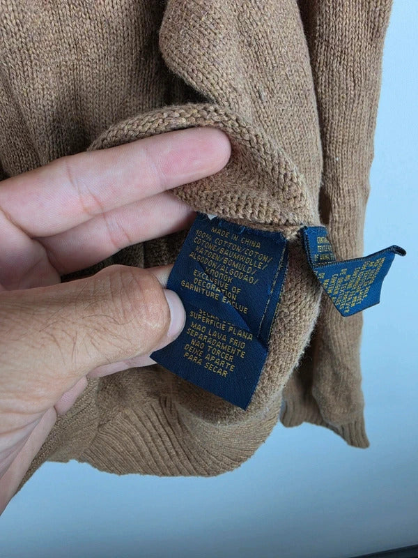 Polo Ralph Lauren Cotton Quarter-Zip Sweater Camel – Size L
